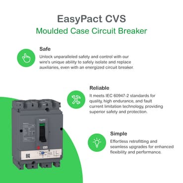 circuit breaker EasyPact CVS100B, 25 kA at 415 VAC, 100 A rating thermal magnetic TM-D trip unit, 3P 3d — image 2