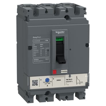 circuit breaker EasyPact CVS100B, 25 kA at 415 VAC, 100 A rating thermal magnetic TM-D trip unit, 3P 3d — image 1